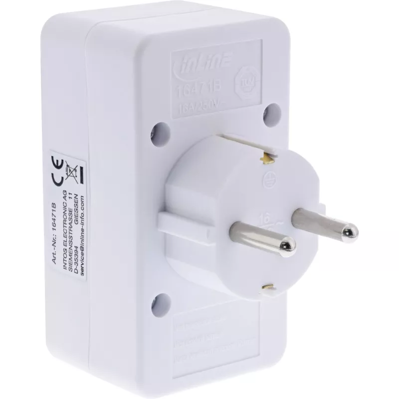Adapter wtyczki zasilającej typ F InLine 16471B 2x typ C + typ F biały