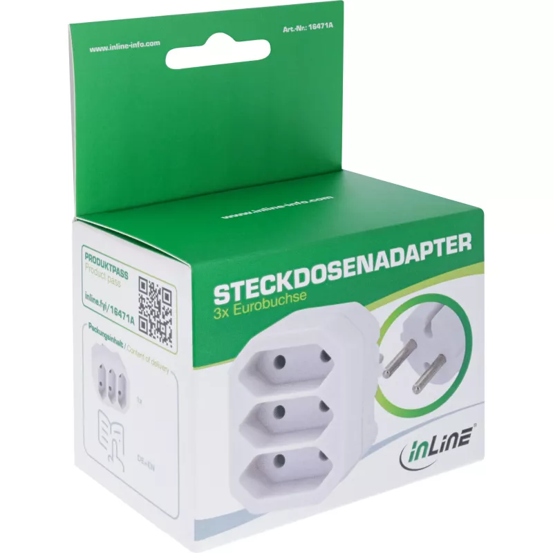 Adapter do gniazdka Type F Type C InLine 16471A biały