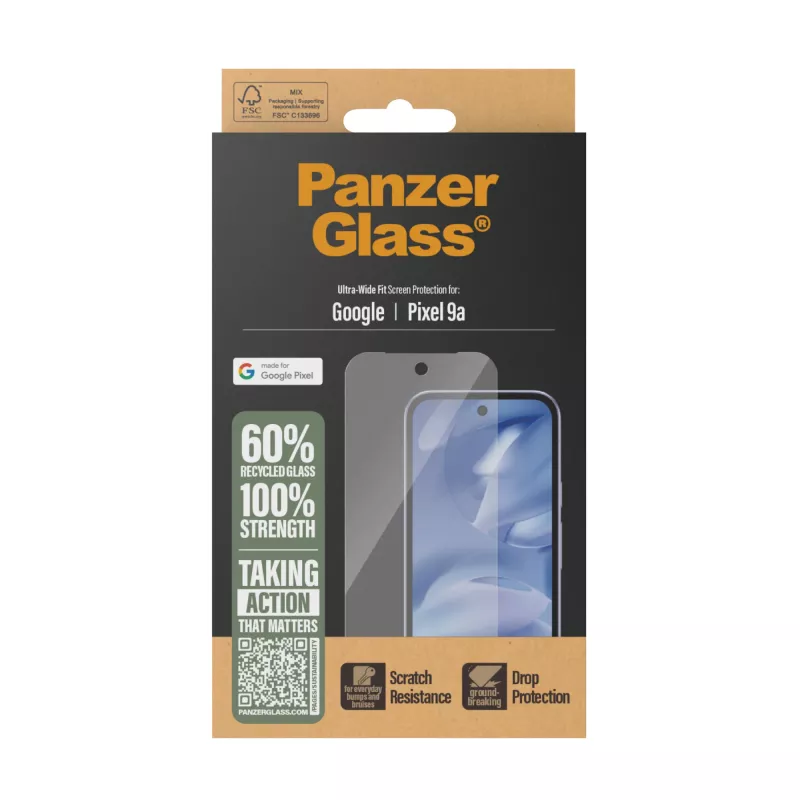 PanzerGlass Google Pixel 9a Ultra-Wide Fit ochrona ekranu odporna na zarysowania i wstrząsy