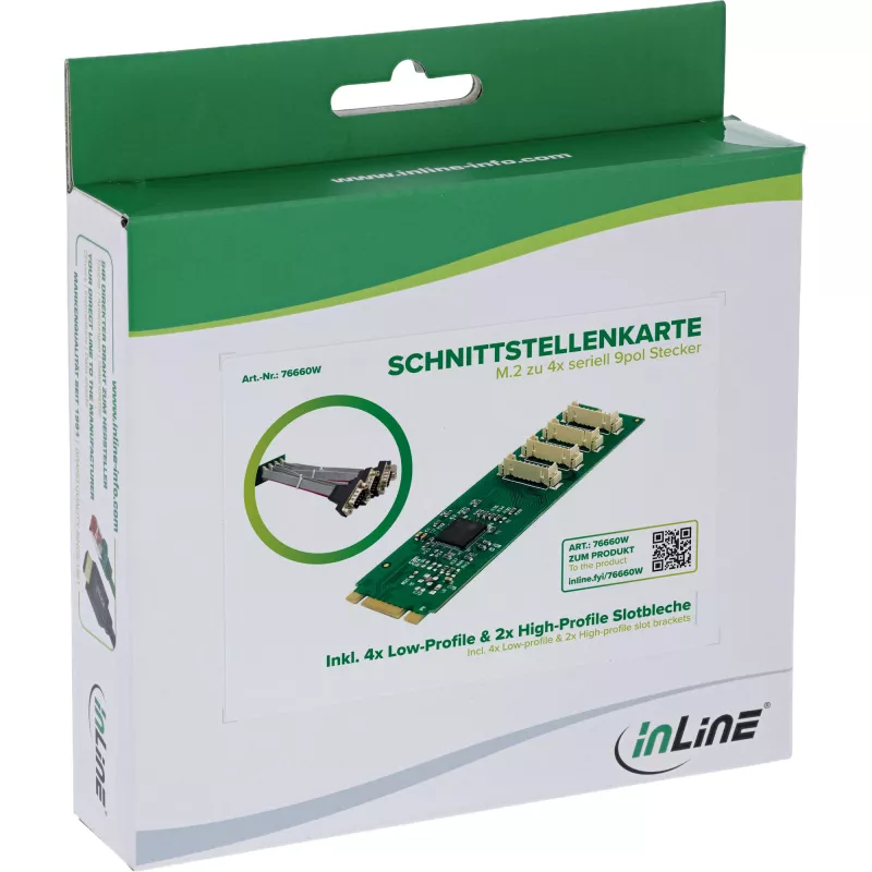 InLine 76660W Wewnętrzny adapter szeregowy M.2 Męski ASIX AX99100 4 Gbit/s