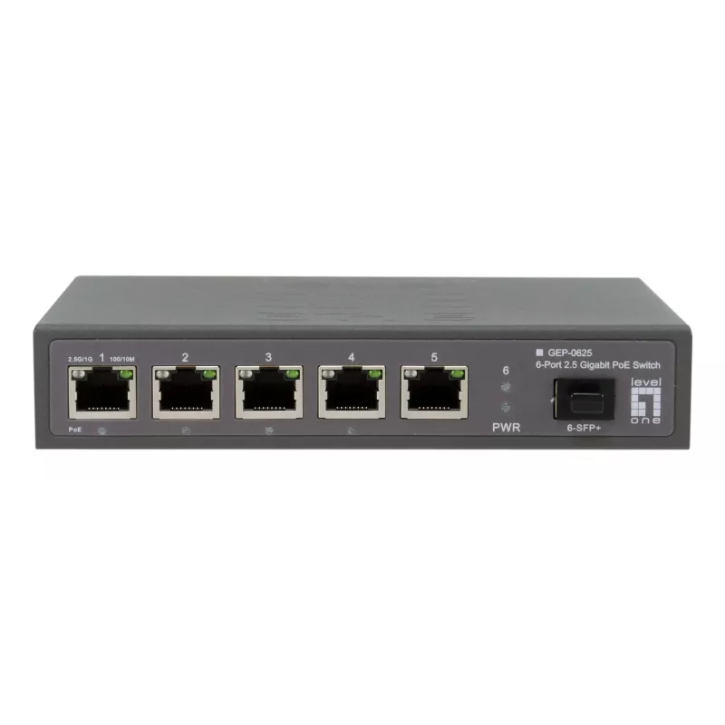 LevelOne GEP-0625 przełącznik sieciowy niezarządzalny 2.5G Ethernet (100/1000/2500) Power over Ethernet (PoE) czarny