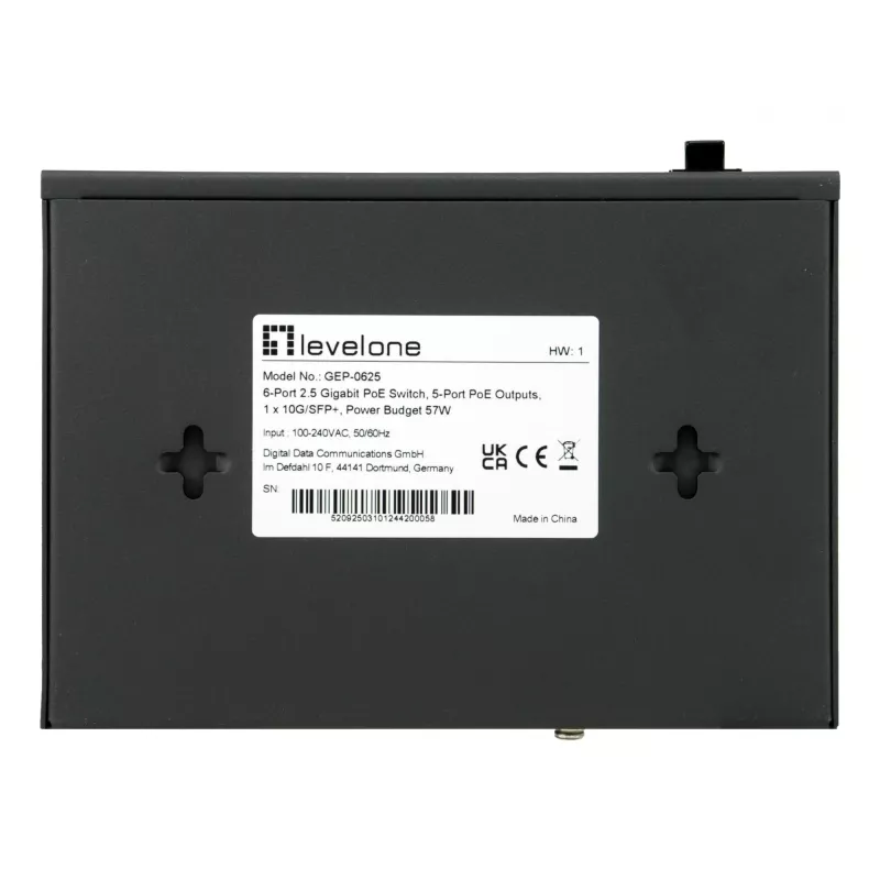 LevelOne GEP-0625 przełącznik sieciowy niezarządzalny 2.5G Ethernet (100/1000/2500) Power over Ethernet (PoE) czarny
