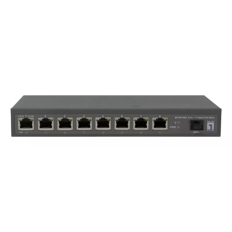 LevelOne GEP-0925 przełącznik sieciowy Niezarządzalny 2.5G Ethernet (100/1000/2500) Power over Ethernet (PoE) Czarny