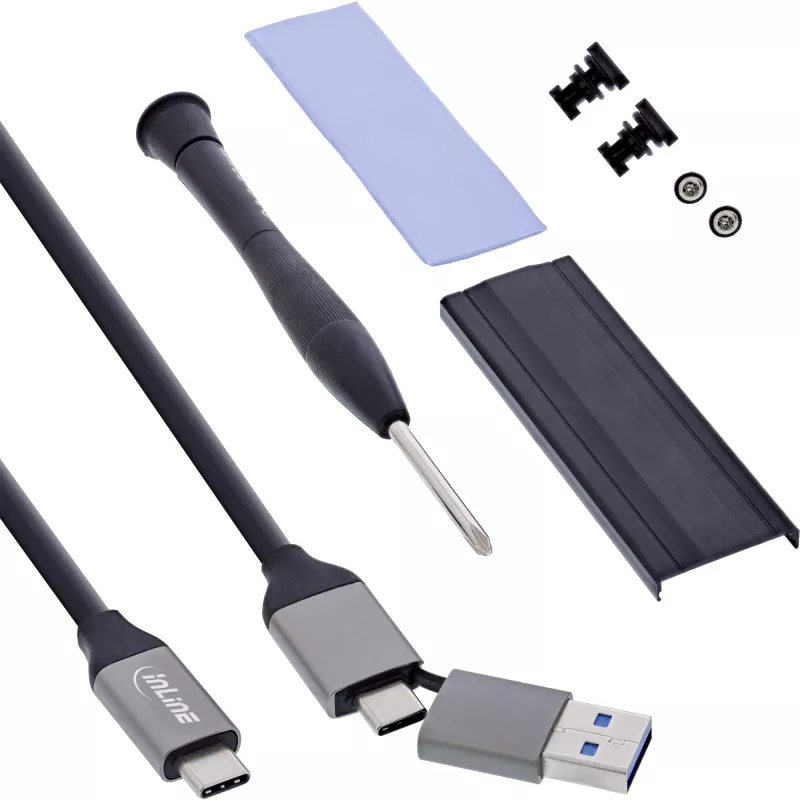 Zewnętrzna obudowa USB4 InLine 00031J — USB-C do M.2 NVMe SSD, 40 Gb/s, aluminium