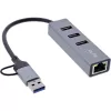 InLine 33380S koncentrator interfejsów USB 3.2 Gen 1 (3.1 Gen 1) Type-A + Type-C 5000 Mbit/s Szary