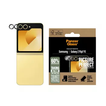 Osłona obiektywu aparatu PanzerGlass PicturePerfect do Samsung Galaxy Z Flip7 FE — szkło hartowane, silikon, przezroczysta, 1 szt.