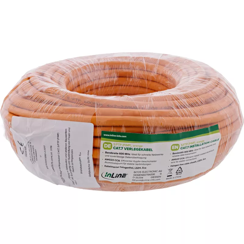 Kabel sieciowy InLine 70210I RJ45 Kat.7 600MHz 1m Pomarańczowy
