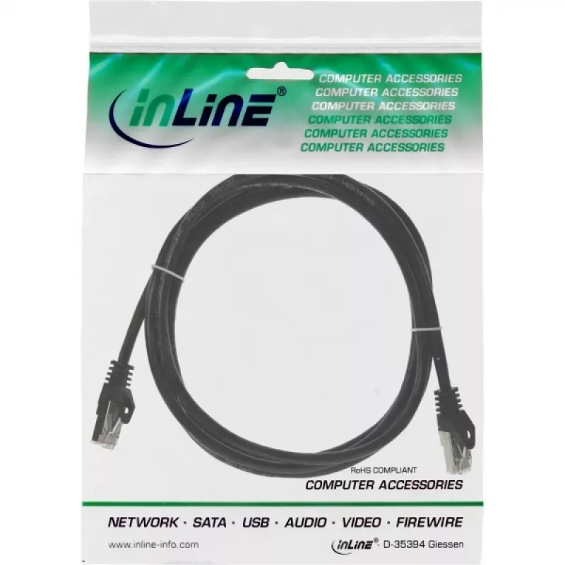 Kabel krosowy InLine F/UTP kat. 5e czarny 3m