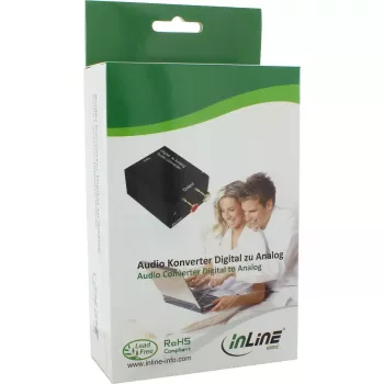 Konwerter audio InLine, cyfrowy na analogowy, wejście Toslink lub RCA, wyjście 2x RCA stereo