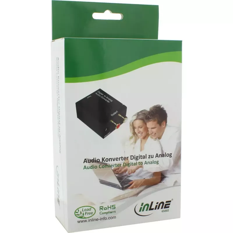 Konwerter audio InLine, cyfrowy na analogowy, wejście Toslink lub RCA, wyjście 2x RCA stereo
