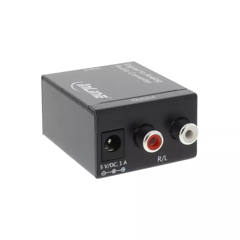 Konwerter audio InLine, cyfrowy na analogowy, wejście Toslink lub RCA, wyjście 2x RCA stereo