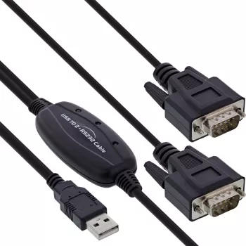 Kabel przejściówki InLine USB 2.0 na 2x szeregowy, USB Typ A na 2x 9-stykowe Sub-D męskie, 1,5 m