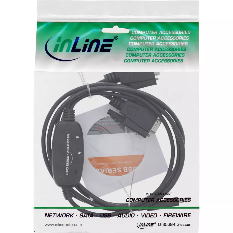 Kabel przejściówki InLine USB 2.0 na 2x szeregowy, USB Typ A na 2x 9-stykowe Sub-D męskie, 1,5 m
