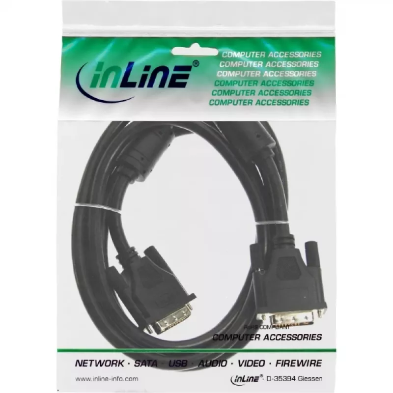 Kabel DVI-I 24+5 M/M Dual Link InLine 17793 3m