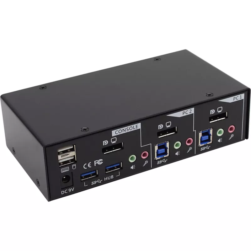 InLine Desktop KVM Switch 2 Port DisplayPort USB 3.0 Hub z audio