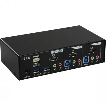 InLine Desktop KVM Switch, 2-portowy, HDMI, hub USB 3.0, z audio