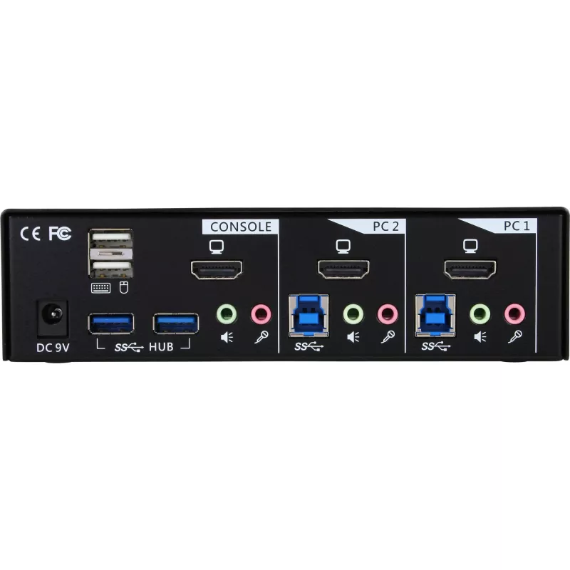 InLine Desktop KVM Switch, 2-portowy, HDMI, hub USB 3.0, z audio
