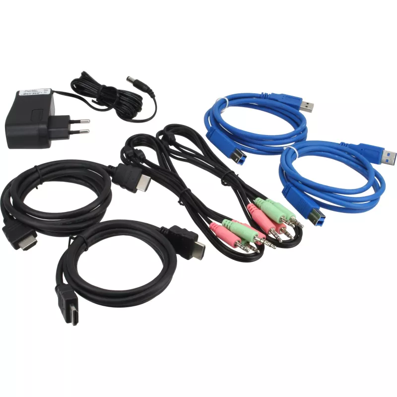 InLine Desktop KVM Switch, 2-portowy, HDMI, hub USB 3.0, z audio