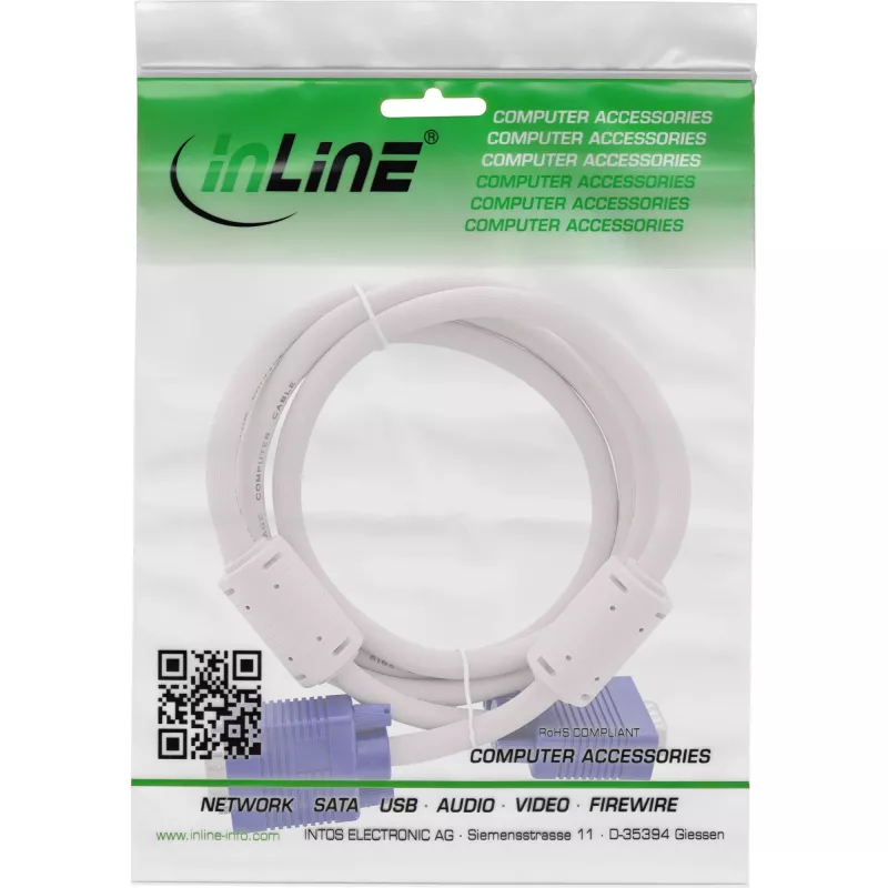 Kabel S-VGA InLine 17803 15 HD męski/męski szary 0,3 m