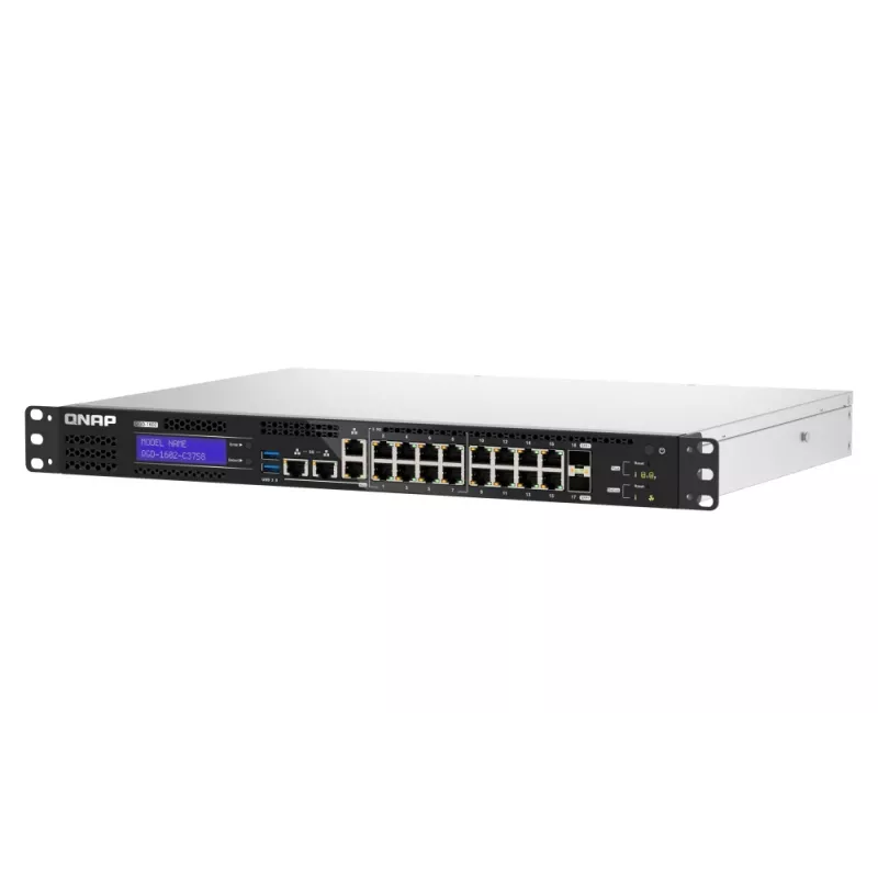 QNAP QGD-1602-C3758-16G przełącznik sieciowy Zarządzalny L2 2.5G Ethernet (100/1000/2500) Czarny, Szary