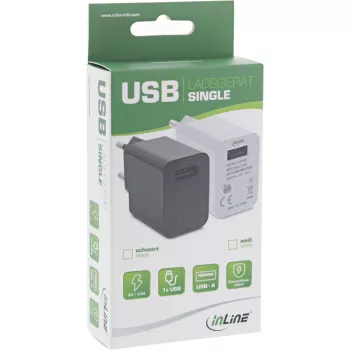 InLine USB Power Adapter Single, 100-240V na 5V/2.5A, biały