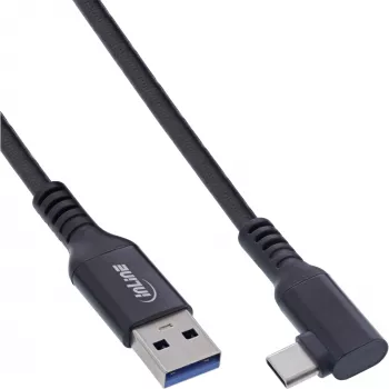 Kabel InLine USB 3.2 Gen.1, wtyczka USB-C kątowa - wtyczka USB-A do VR, czarny, 5m