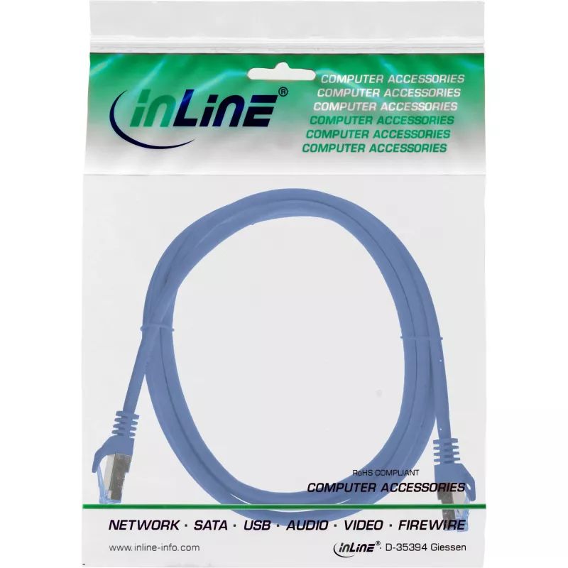 Kabel sieciowy InLine 72633B Niebieski 0,3 m Cat6a S/FTP (S-STP)