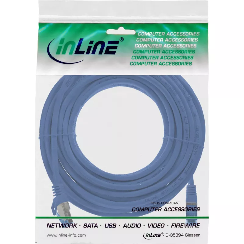 InLine 72607B kabel sieciowy Niebieski 7,5 m Cat6a S/FTP (S-STP)