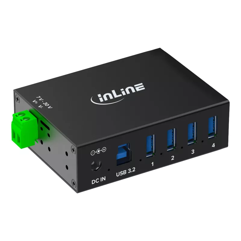 InLine 35396A koncentrator interfejsów USB 3.2 Gen 1 (3.1 Gen 1) Type-B 5000 Mbit/s Czarny