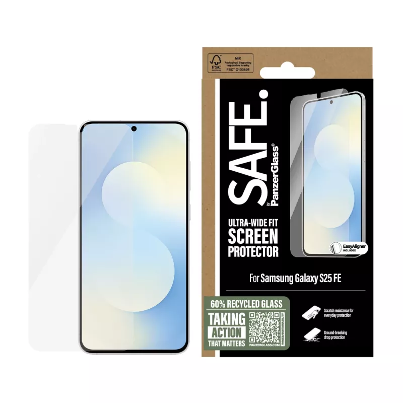 PanzerGlass SAFE. by ® Szkło Hartowane Samsung Galaxy S25 FE 5G | Ultra-Wide Fit z EasyAligner