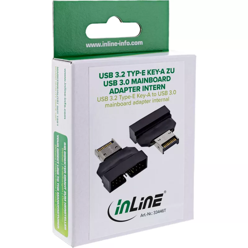 InLine 33446T kabel zmieniacz płci USB Type-E Key A, 20-pin USB 3.0 header, 19-pin Czarny