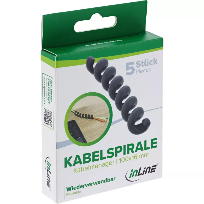 InLine 59972D organizer kabli Uniwersalny Osłona na kable Czarny 5 szt.