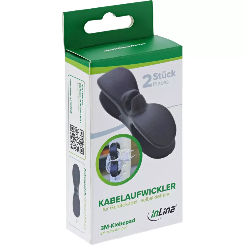 InLine 59971D organizer kabli Uniwersalny Uchwyt na kable Czarny 2 szt.