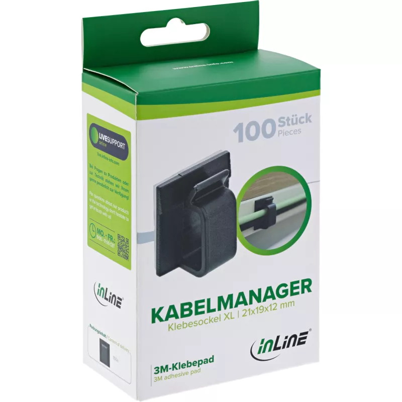 InLine 59971H organizer kabli Uniwersalny Haczyk na kabel Czarny 100 szt.