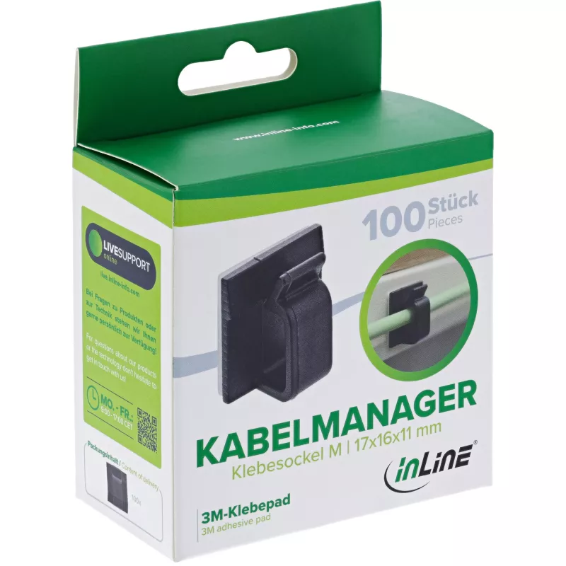 InLine 59971G organizer kabli Uniwersalny Uchwyt na kabel Czarny 100 szt.