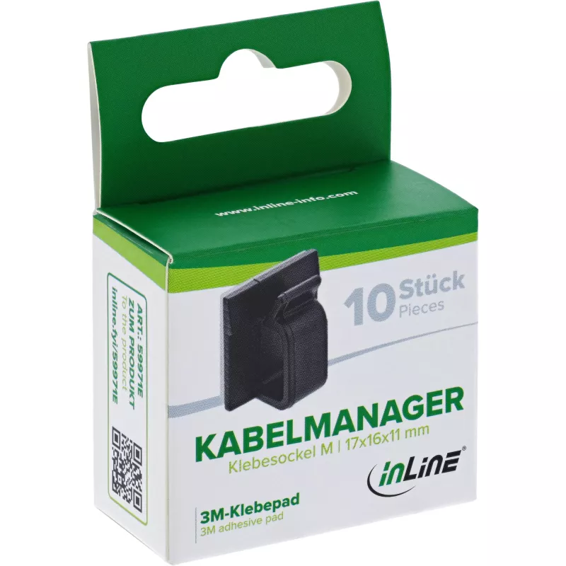 InLine 59971E organizer kabli Uniwersalny Haczyk na kabel Czarny 10 szt.