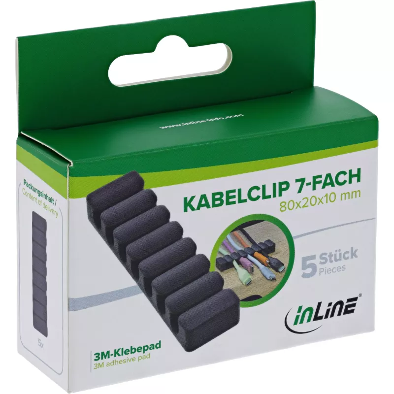 InLine 59971L organizer kabli Uniwersalny klips na kabel Czarny 5 szt.