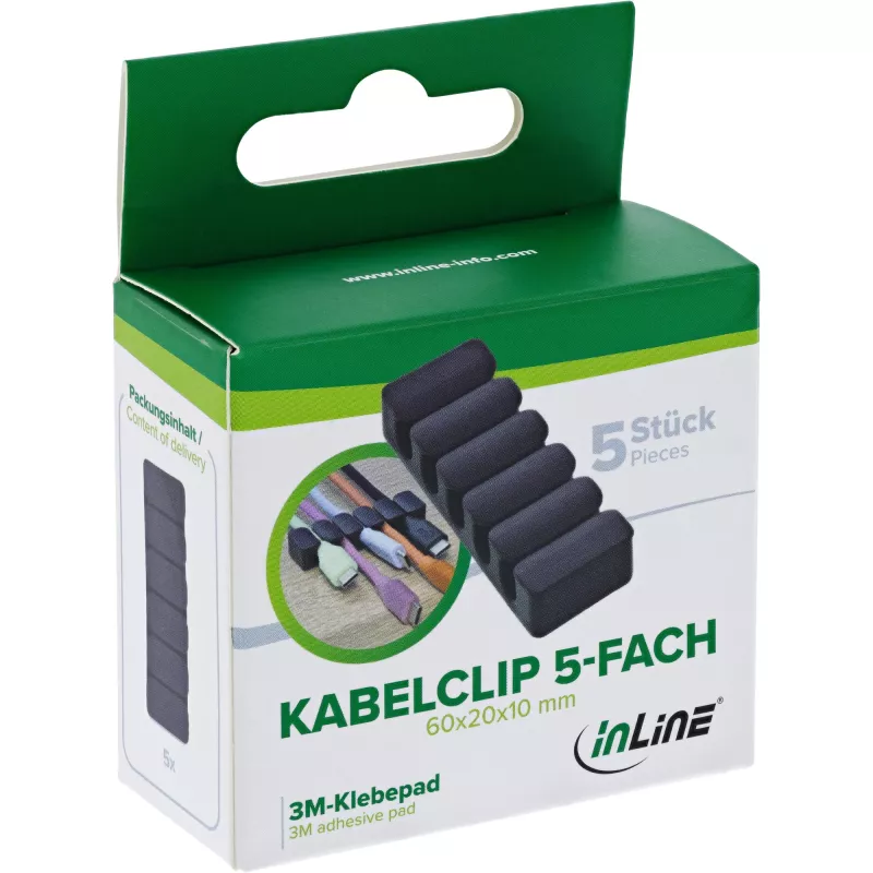 InLine 59971K organizer kabli Uniwersalny klips na kabel Czarny 5 szt.