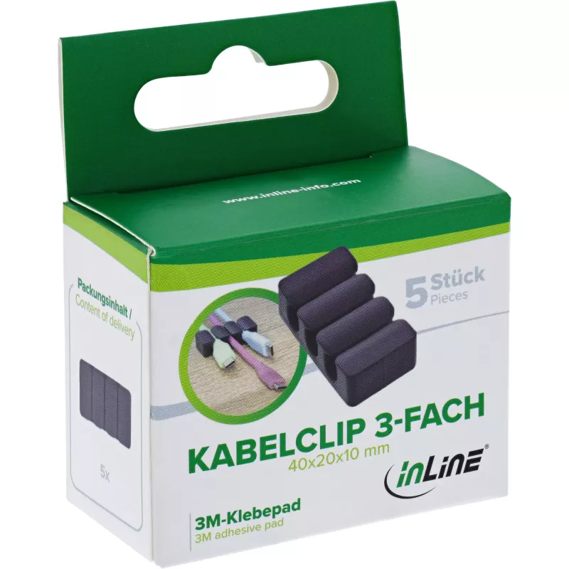 InLine 59971J organizer kabli Uniwersalny Klips kablowy Czarny 5 szt.