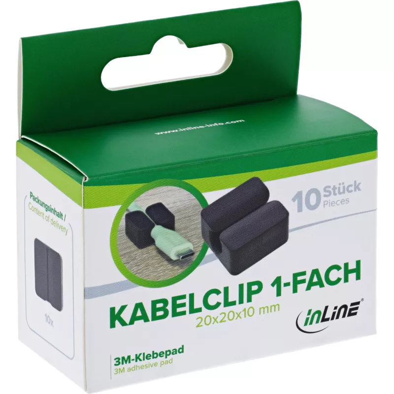 Organizer kabli InLine 59971I, uniwersalny, klips kablowy, czarny, 10 szt.