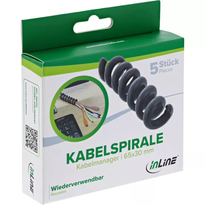 InLine 59972C organizer kabli Uniwersalny Osłona kabla Czarny 5 szt.