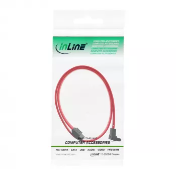 Kabel InLine SATA do łączy 150 / 300 / 600 S-ATA, kątowy z zatrzaskami 90° 0,5 m