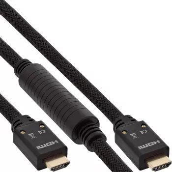 InLine HDMI kabel aktywny, HDMI-High Speed z Ethernetem, M/M, oplot nylonowy, 25m