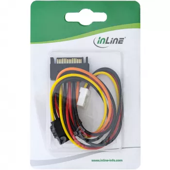 adapter kablowyowy zasilania SATA żeński/męski + złącze zasilania stacji dyskietek 0,15 m InLine 29691