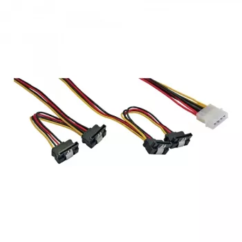 Wewnętrzny kabel rozgałęźnikowy InLine 1x Molex / 4x SATA kątowy z zatrzaskami 0,40+0,55m