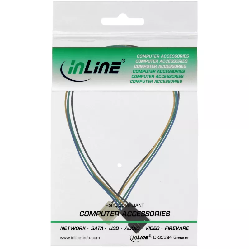 Przedłużacz kabla wentylatora InLine 4pin Molex męski/żeński 0,70 m