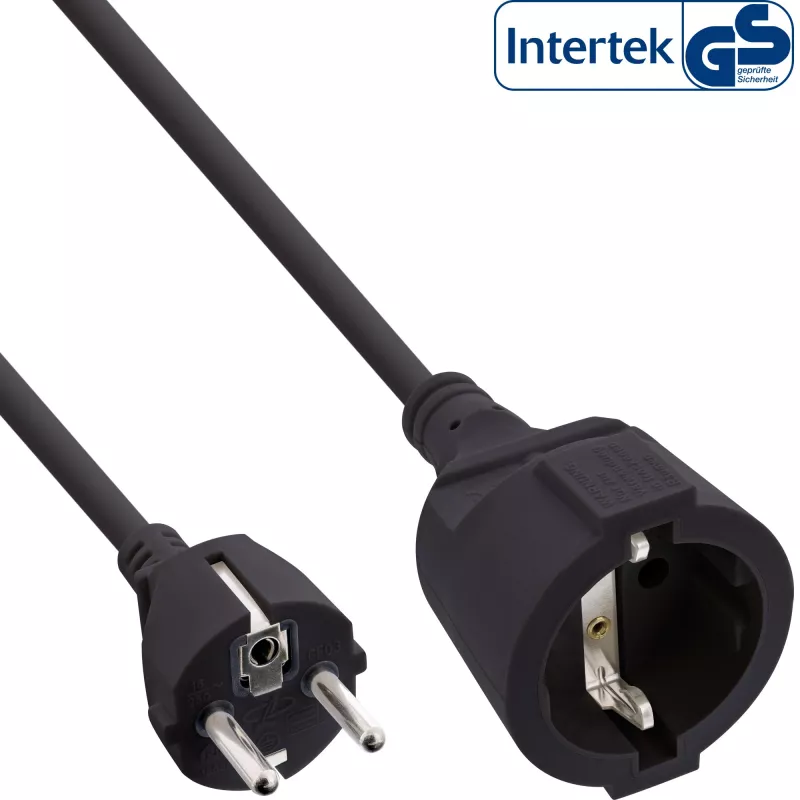 InLine przedłużacz sieciowy czarny 1m CEE7/7 H05VV-F3G