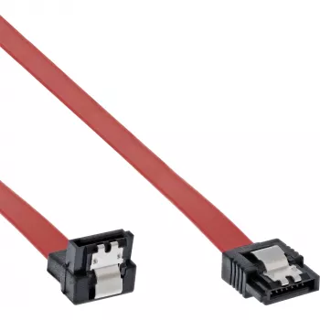 Kabel InLine SATA do łączy 150 / 300 / 600 S-ATA kątowy z zatrzaskami 90° 0,3m