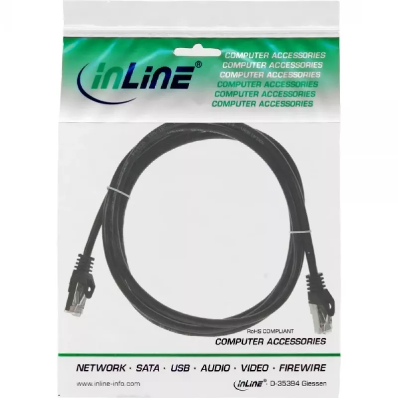 Kabel krosowy InLine F/UTP Kat.5e czarny 0,5m
