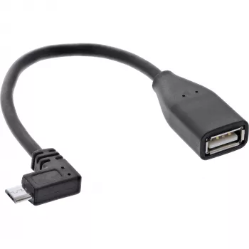 Kabel przejściówkowy InLine Micro USB OTG Micro-B męski kątowy na USB A żeński 0,1 m